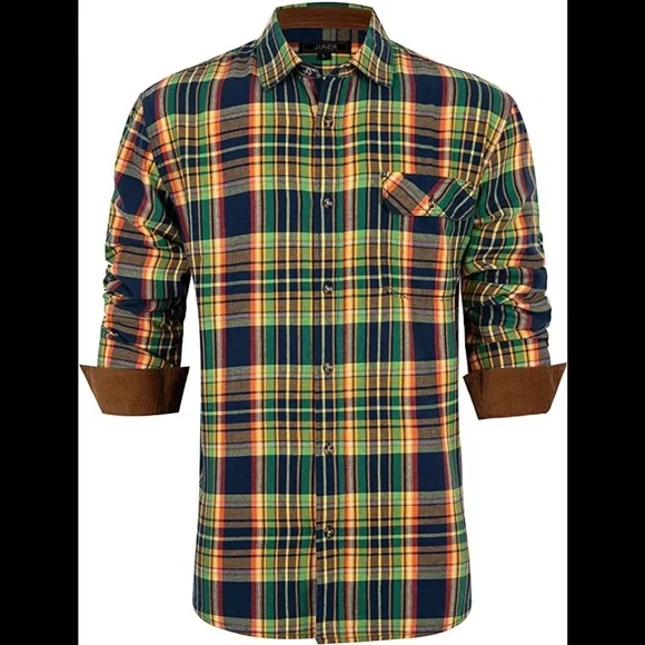 New Mens Flannel Sweater w Tags Plaid Button Closure - Picture 1 of 1